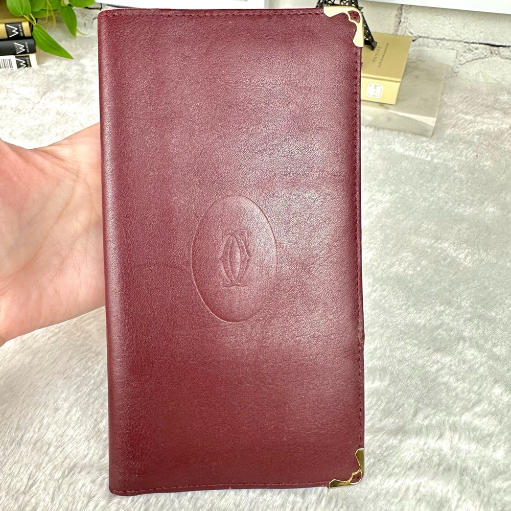 Cartier burgundy leather long wallet